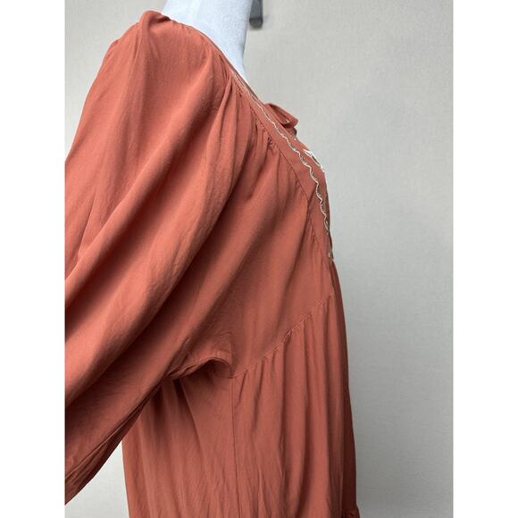 Rusttydustty Boho Blouse Tunic Sz 1XL Embroidered Balloon Sleeves Lightweight - Picture 7 of 15